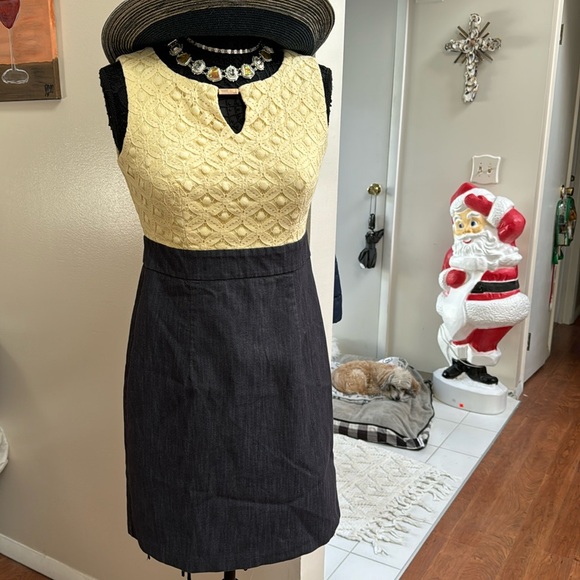 Alyx Dresses & Skirts - 🍀2/10.00, Alyx dress yellow lace jewelry closure top denim zip down back ,excell